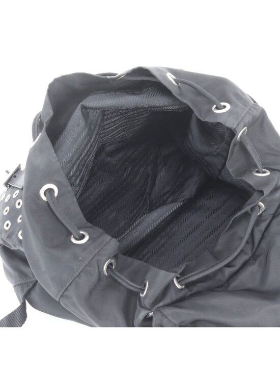 Prada Tessuto Nylon Perforated Leather Backpack Black main image 6